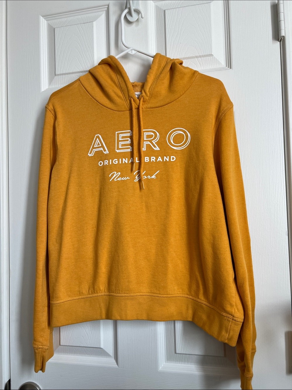 Aeropostale Mustard Gold Pullover Hoodie with White Logo